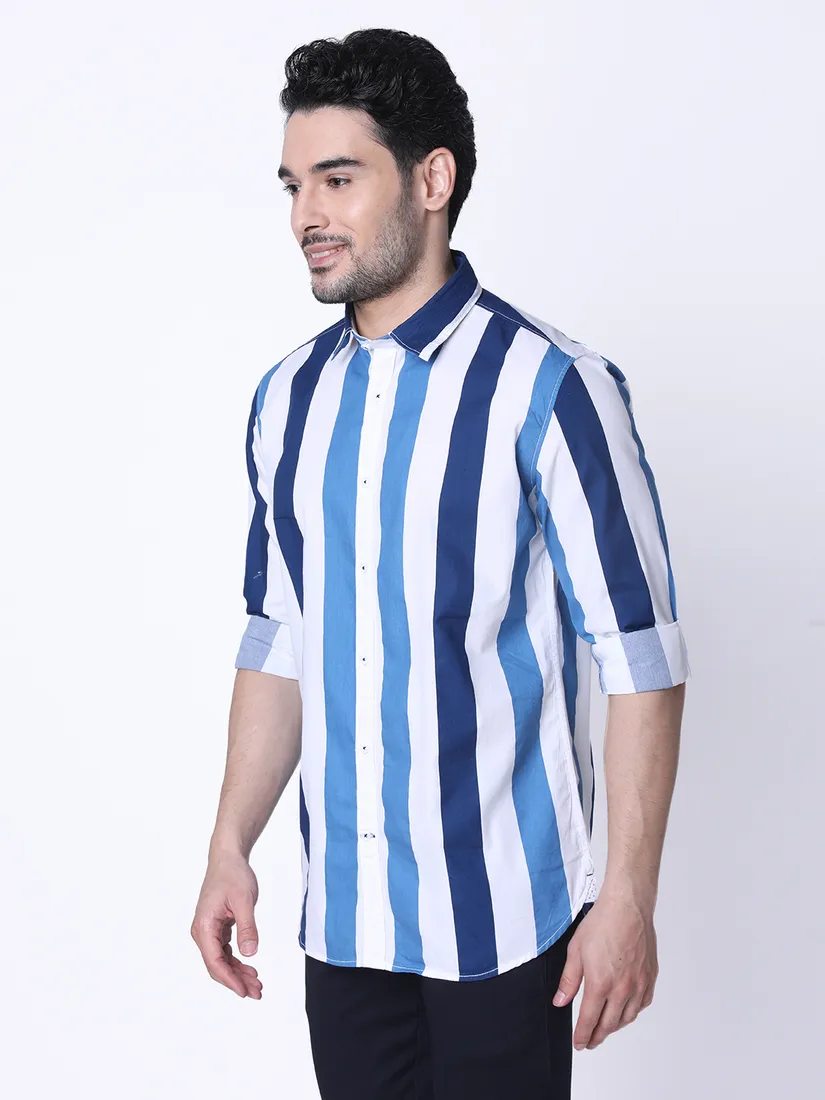 J. Hampstead Men Slim Fit Stripes Shirt