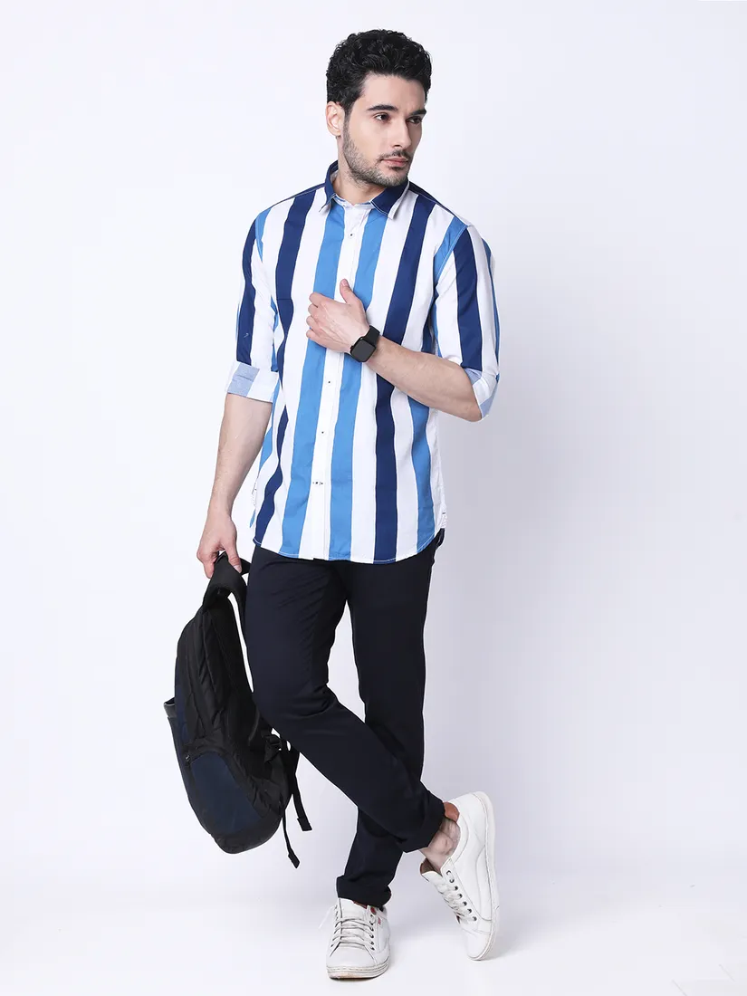 J. Hampstead Men Slim Fit Stripes Shirt