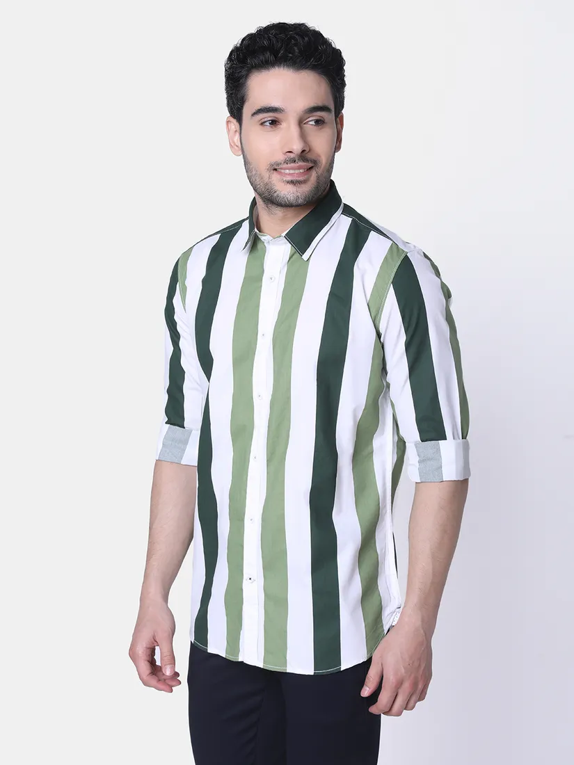 J. Hampstead Men Slim Fit Stripes Shirt