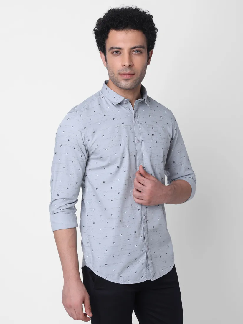 Mozzo Men Slim Fit Prints Casual Shirt