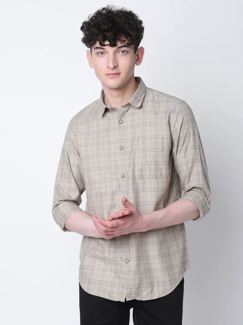 Mozzo Men Slim Fit Checkered Casual Shirt