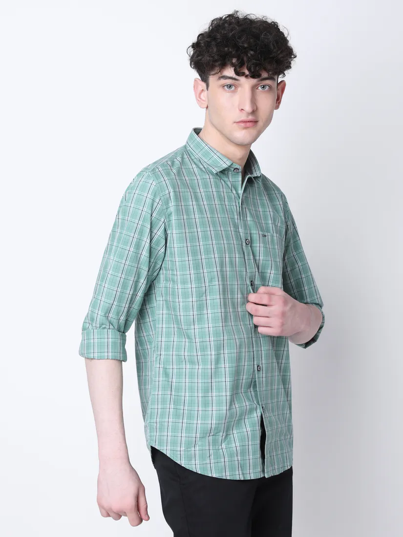 Mozzo Men Slim Fit Checkered Casual Shirt