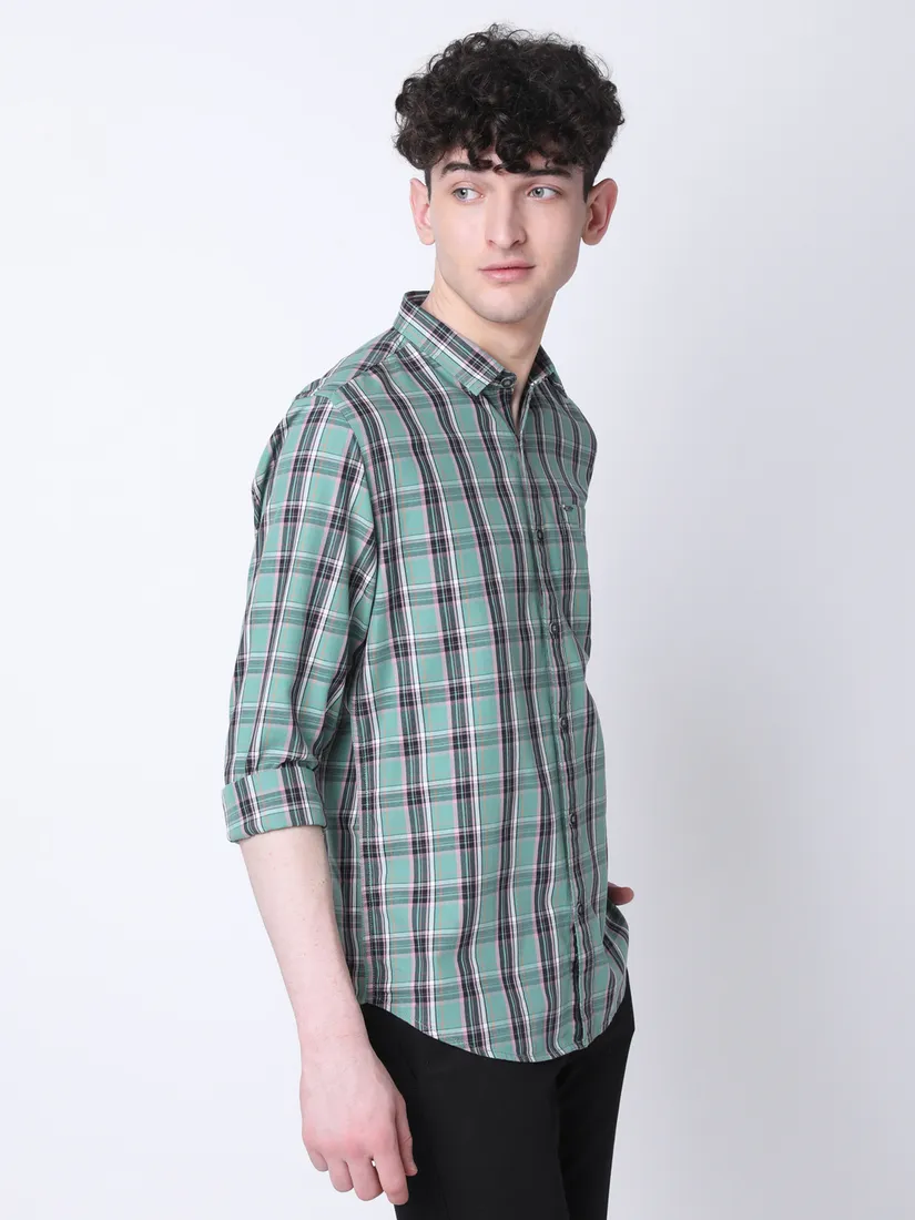 Mozzo Men Slim Fit Checkered Casual Shirt