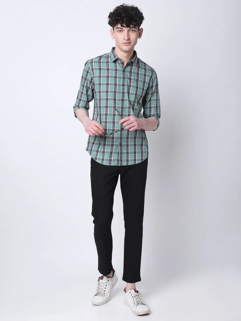 Mozzo Men Slim Fit Checkered Casual Shirt