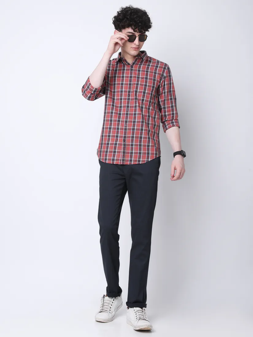 Mozzo Men Slim Fit Checkered Casual Shirt