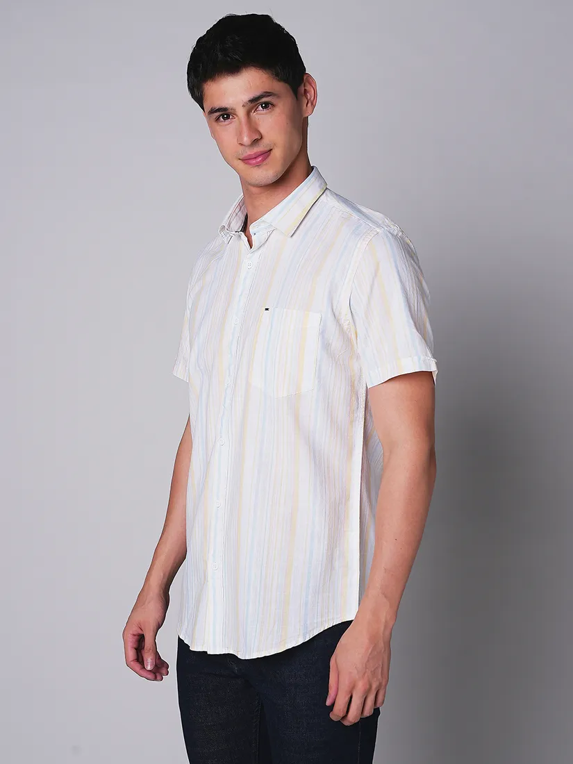 Mozzo Men Slim Fit Stripe Casual Shirt