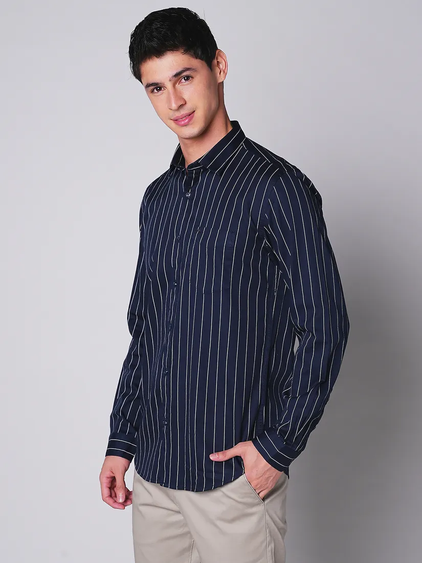 Mozzo Men Slim Fit Stripe Casual Shirt