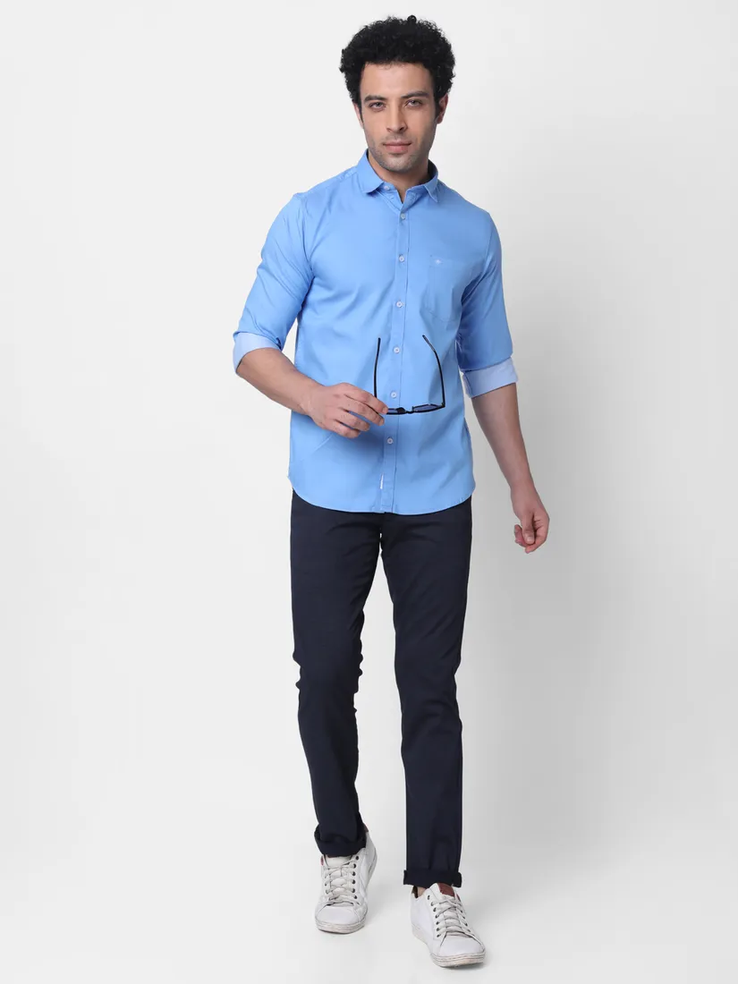 Oxemberg Men Slim Fit Solid Casual Shirt