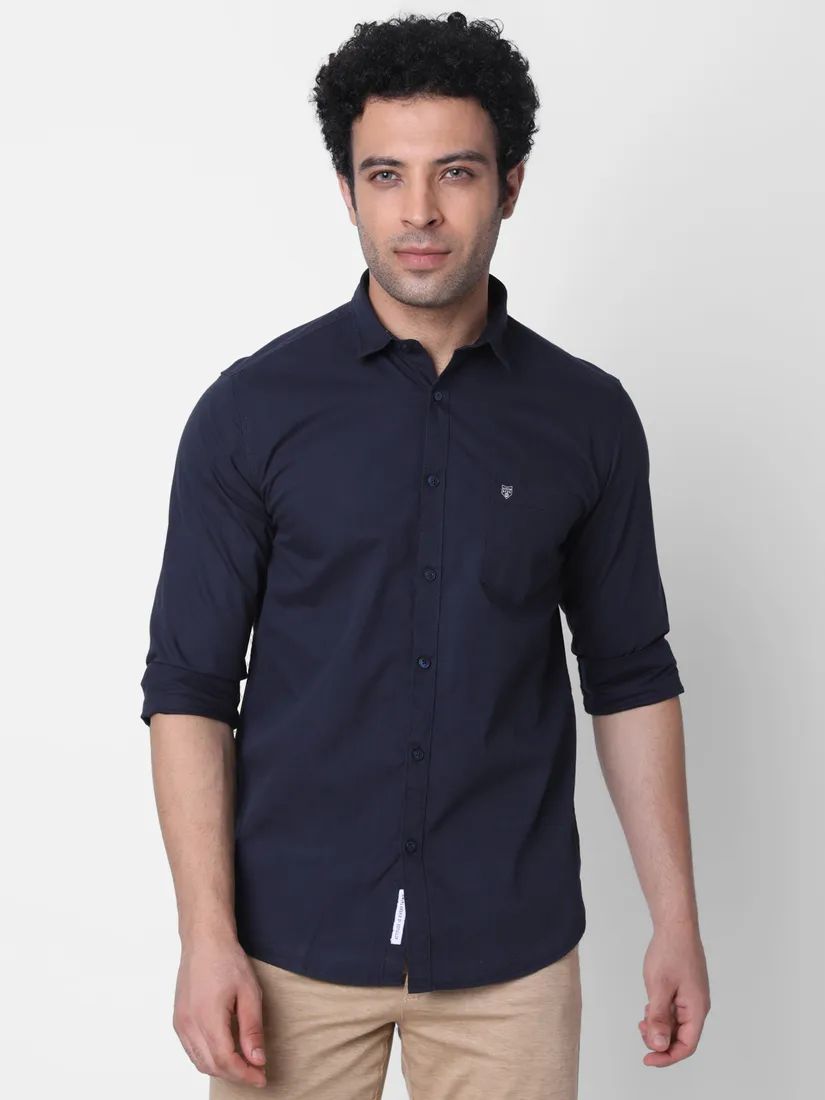 Oxemberg Men Slim Fit Solid Casual Shirt