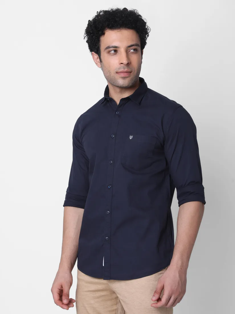 Oxemberg Men Slim Fit Solid Casual Shirt