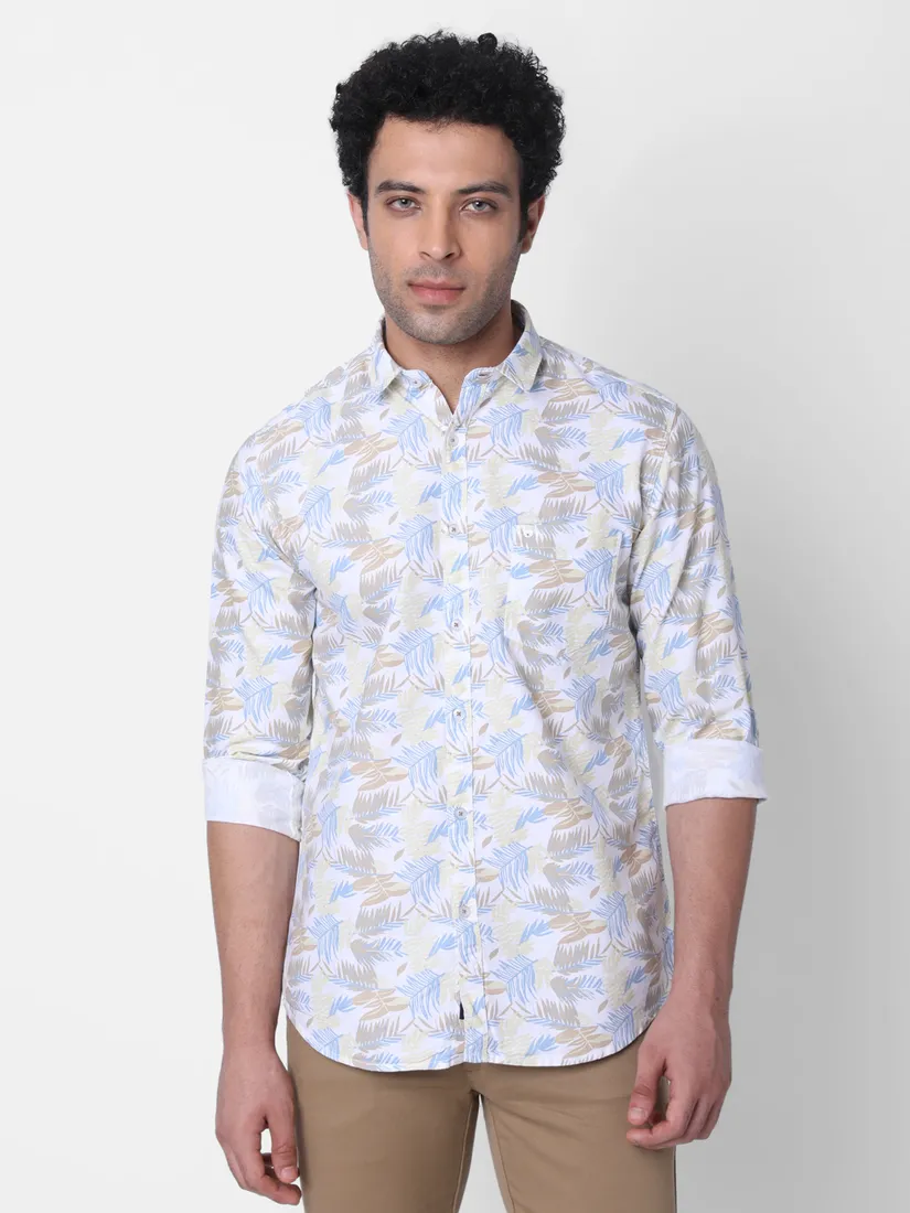 Oxemberg Men Slim Fit Printed Casual Shirt