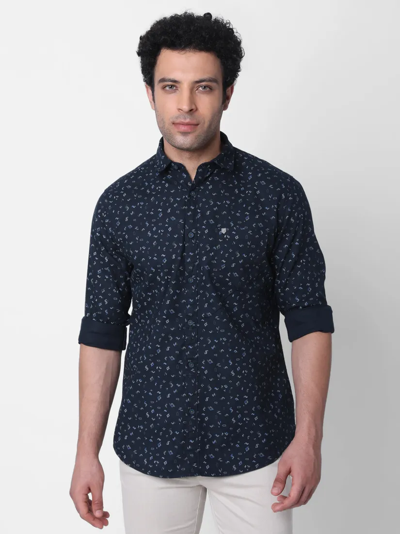 Oxemberg Men Slim Fit Printed Casual Shirt