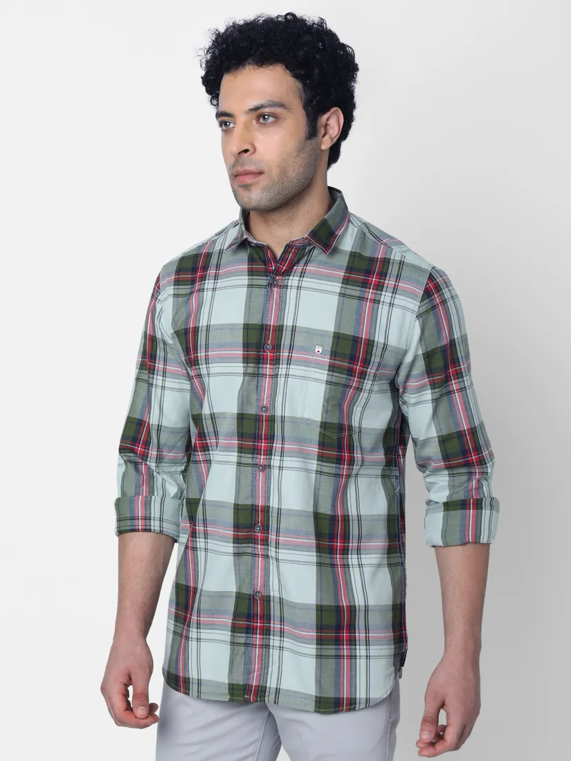 Oxemberg Men Slim Fit Checkered Casual Shirt