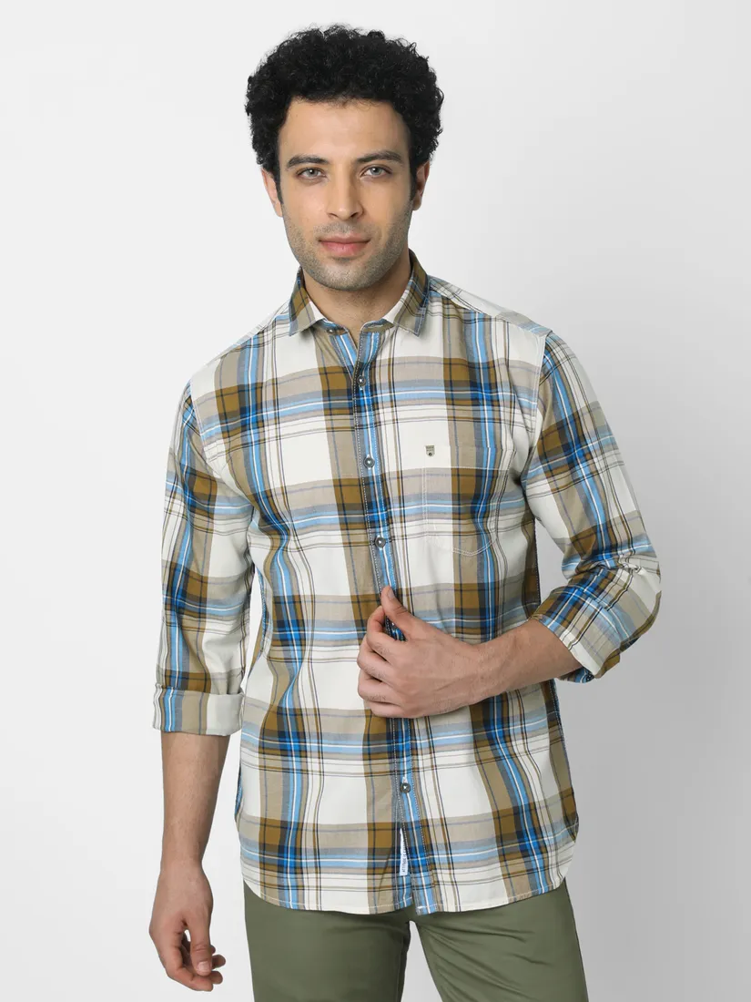 Oxemberg Men Slim Fit Checkered Casual Shirt