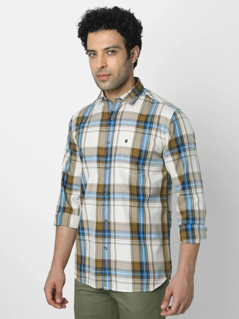 Oxemberg Men Slim Fit Checkered Casual Shirt