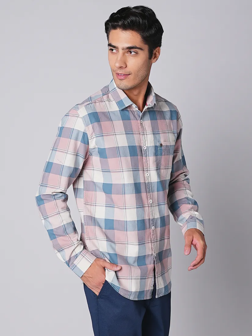 Oxemberg Men Slim Fit Checks Casual Shirt