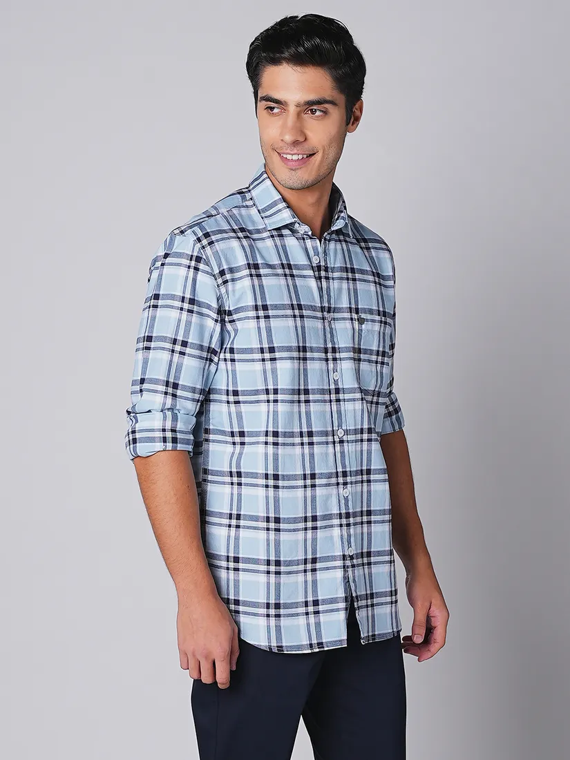 Oxemberg Men Slim Fit Checks Casual Shirt