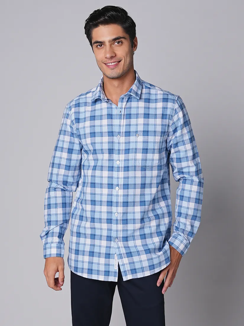 Oxemberg Men Slim Fit Checks Casual Shirt