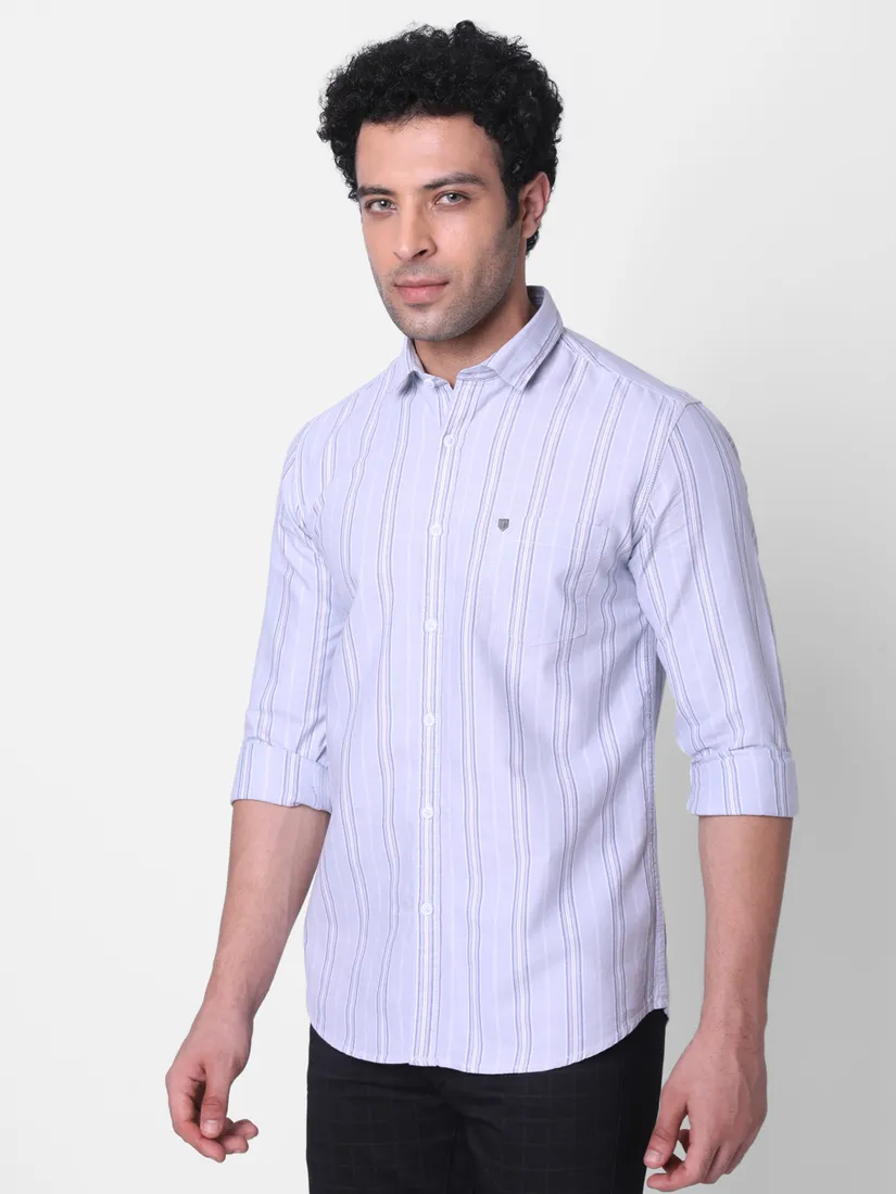 Oxemberg Men Slim Fit Striped Casual Shirt