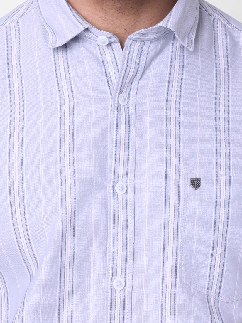 Oxemberg Men Slim Fit Striped Casual Shirt