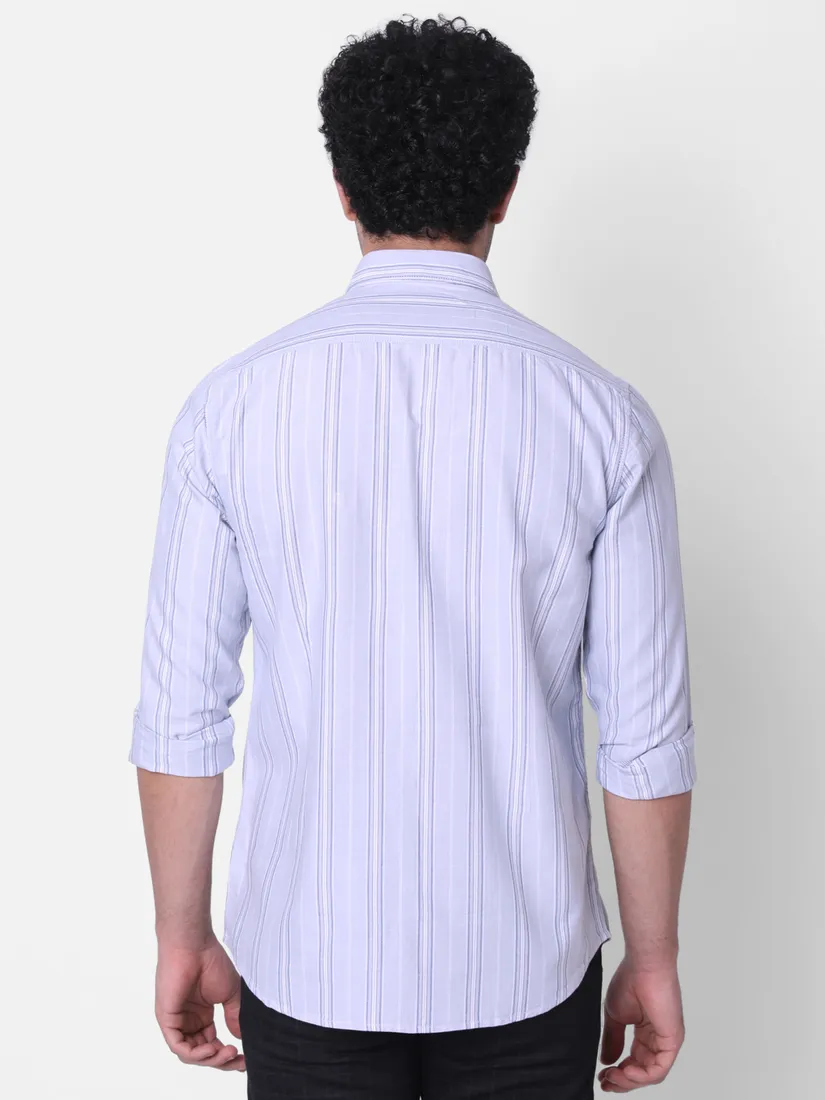Oxemberg Men Slim Fit Striped Casual Shirt