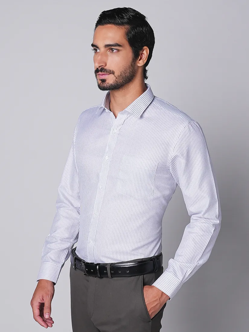 Oxemberg Men Slim Fit Stripe Formal Shirt