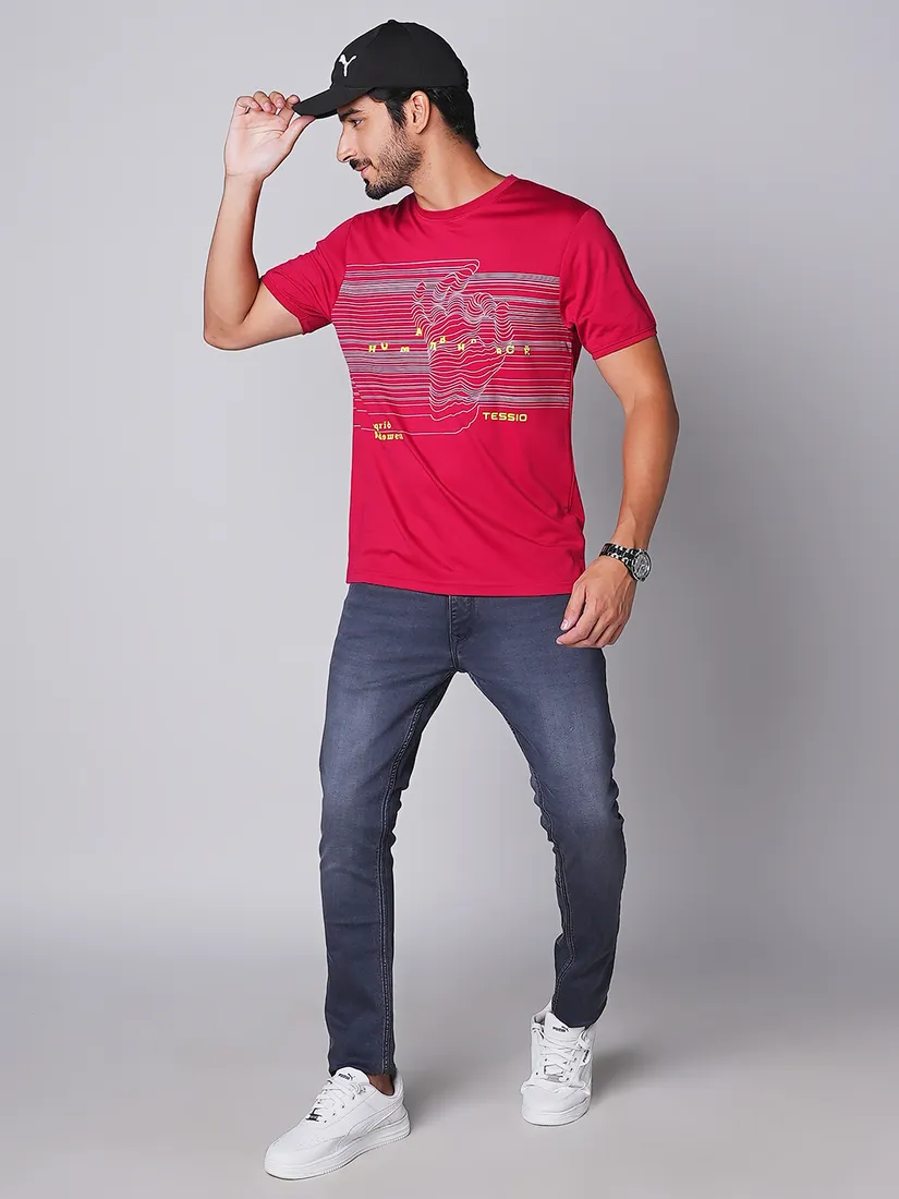 Tessio Men Slim Fit Print T-Shirt