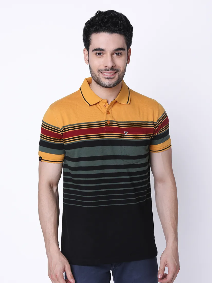 Tessio Men Regular Fit Striped T-Shirt