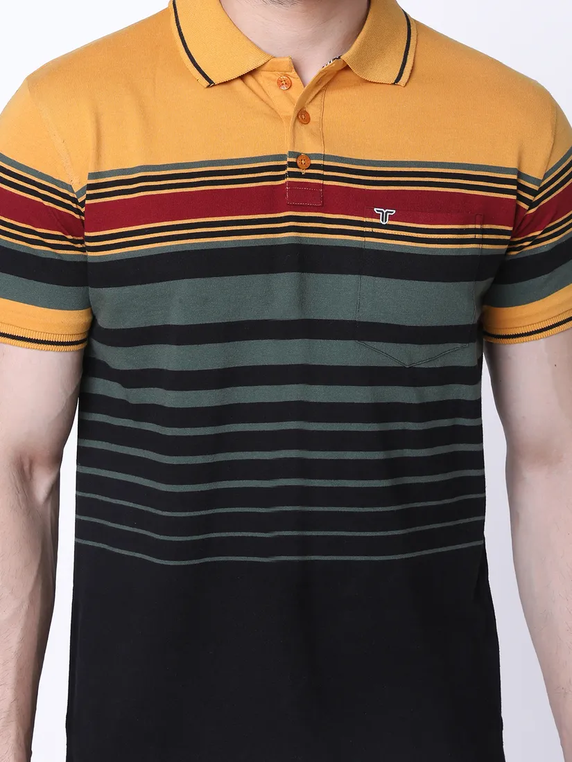 Tessio Men Regular Fit Striped T-Shirt