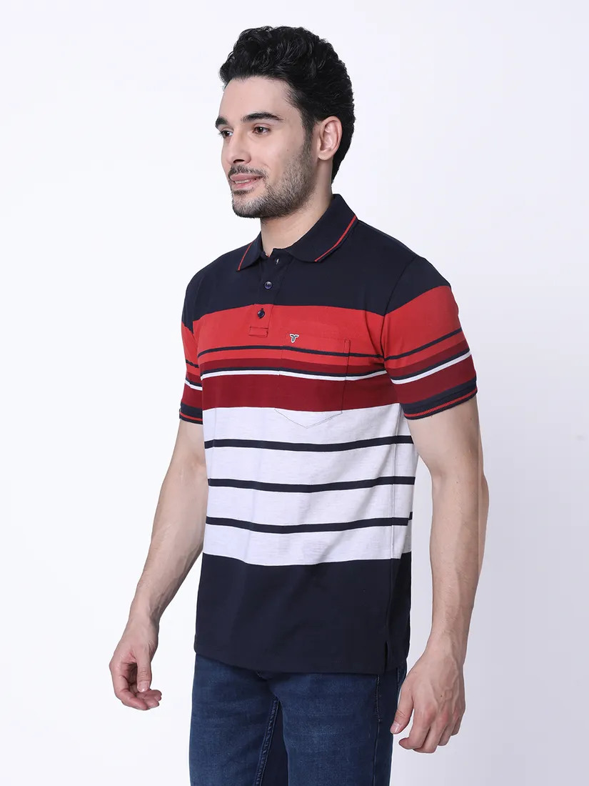 Tessio Men Regular Fit Striped T-Shirt