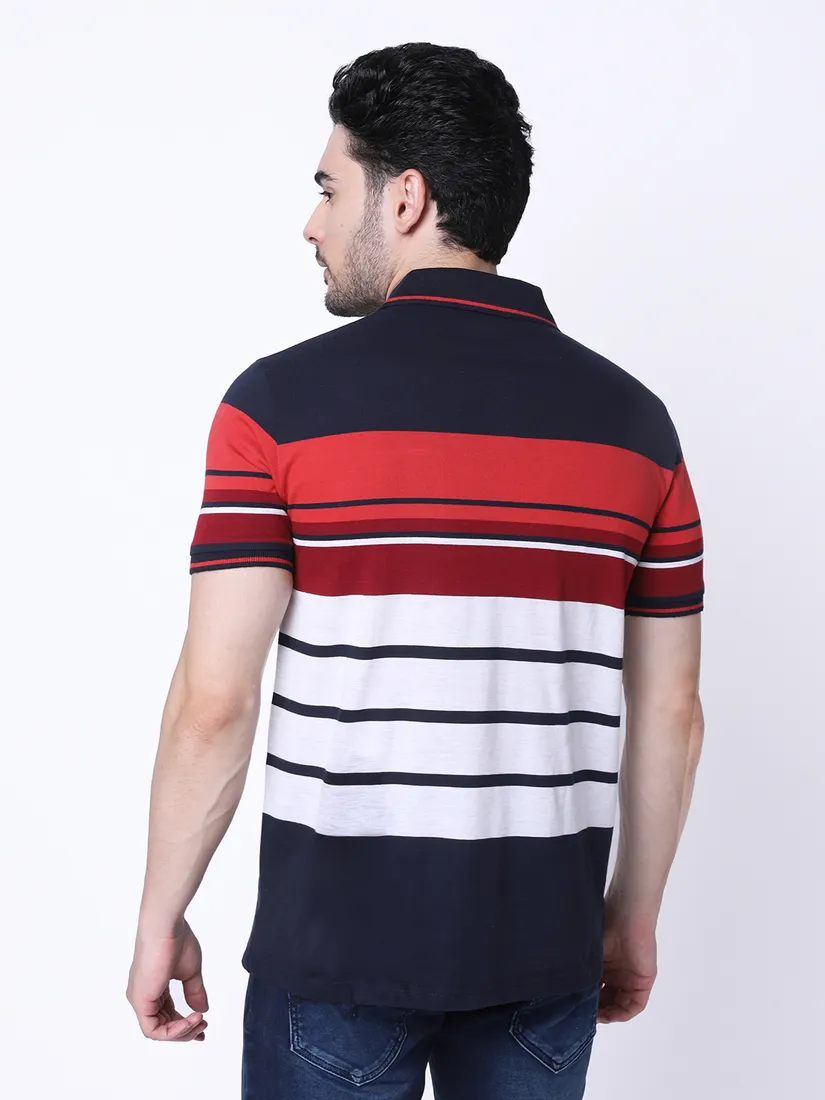Tessio Men Regular Fit Striped T-Shirt