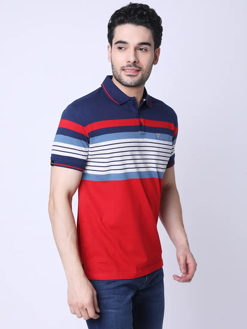 Tessio Men Regular Fit Striped T-Shirt