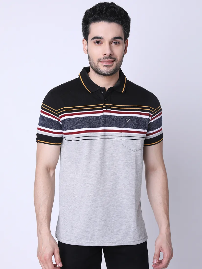 Tessio Men Regular Fit Striped T-Shirt