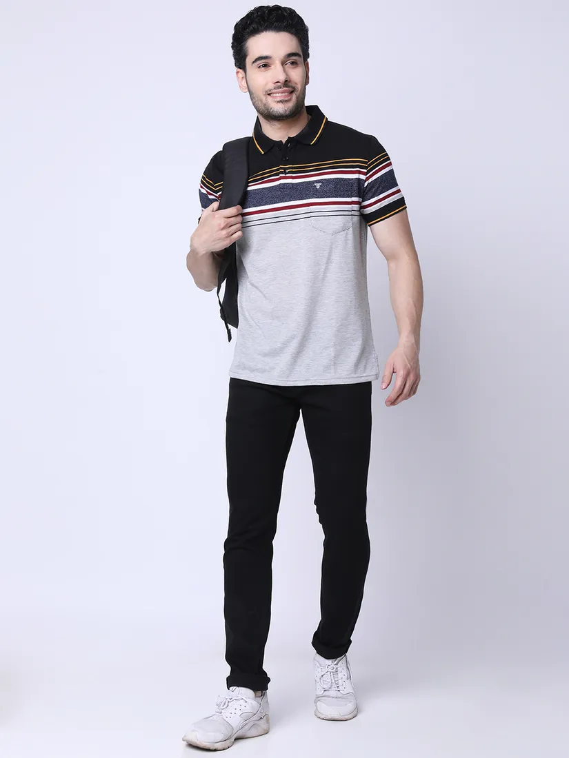 Tessio Men Regular Fit Striped T-Shirt