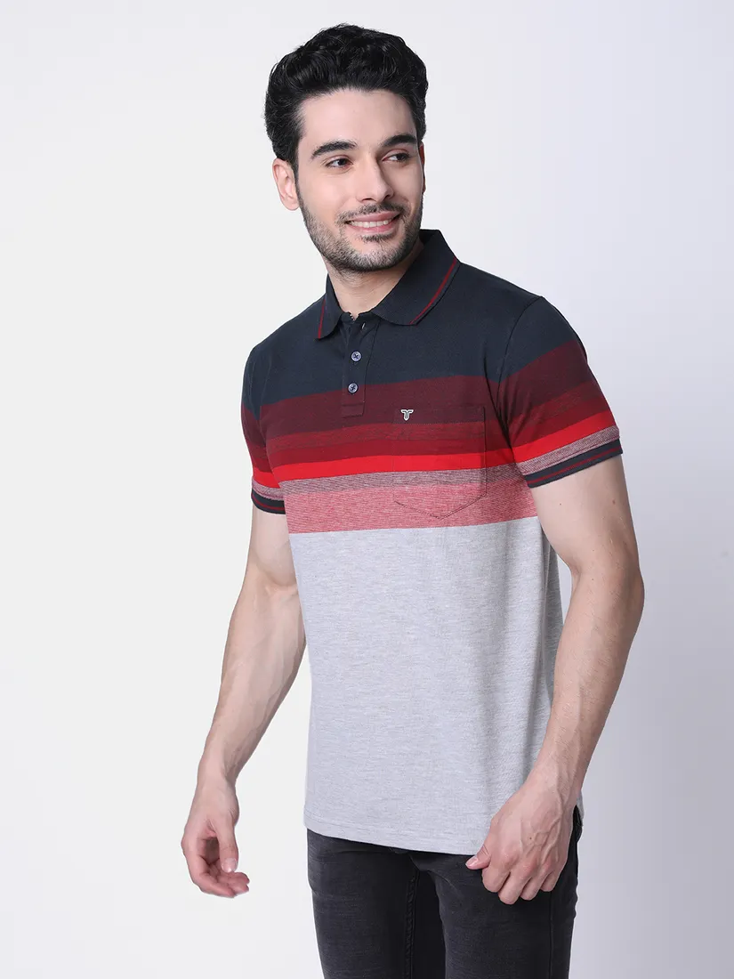 Tessio Men Regular Fit Striped T-Shirt