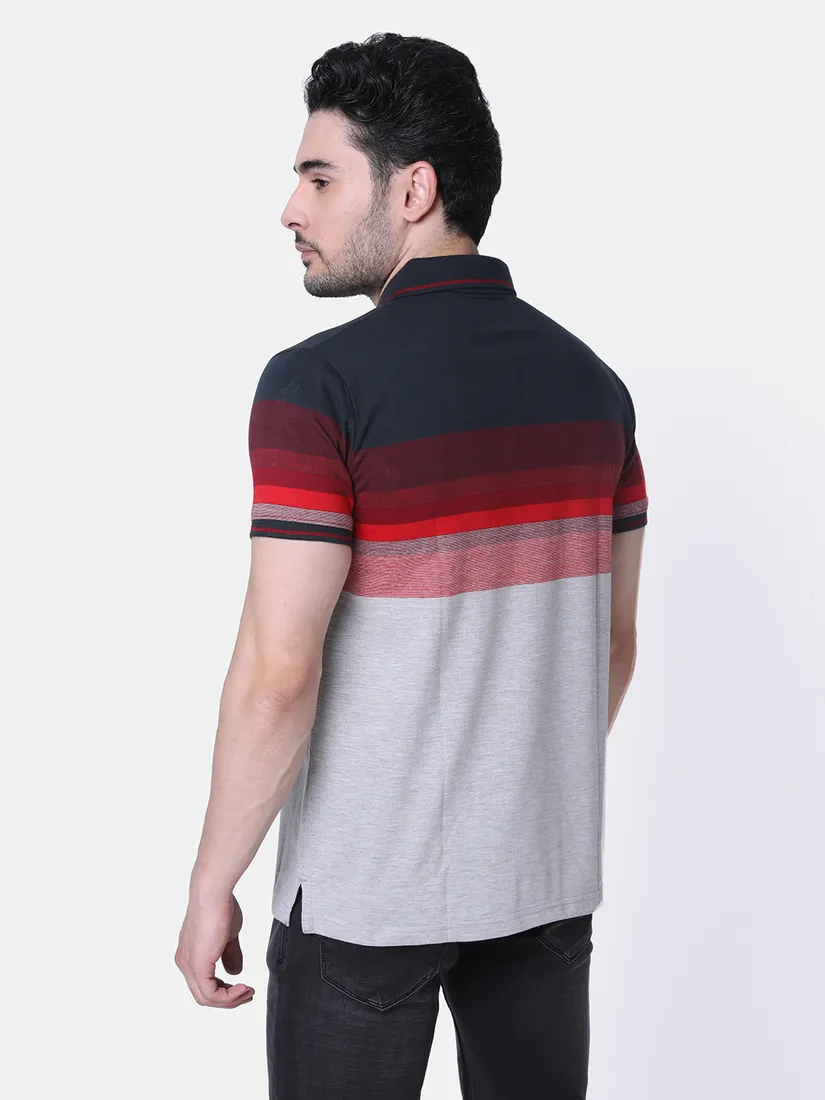 Tessio Men Regular Fit Striped T-Shirt