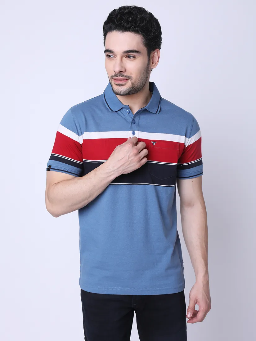 Tessio Men Regular Fit Striped T-Shirt