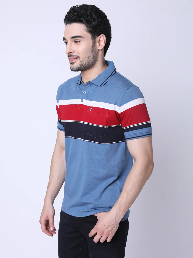 Tessio Men Regular Fit Striped T-Shirt