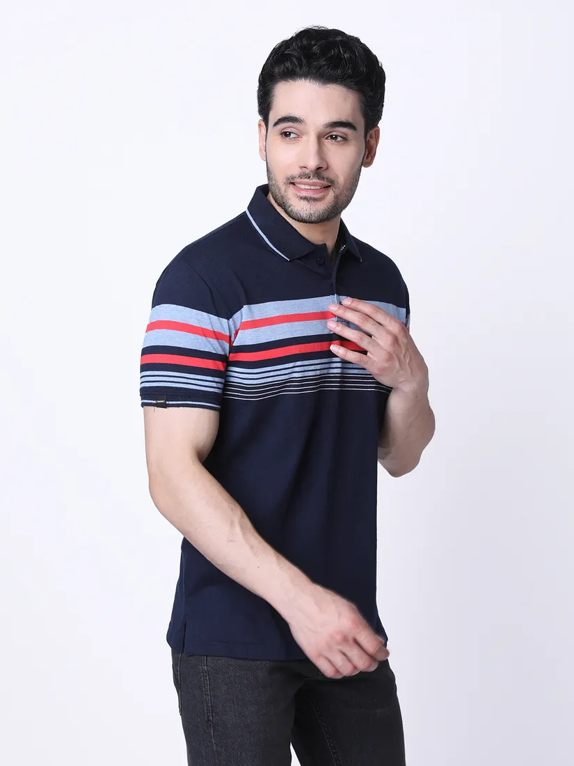 Tessio Men Regular Fit Striped T-Shirt