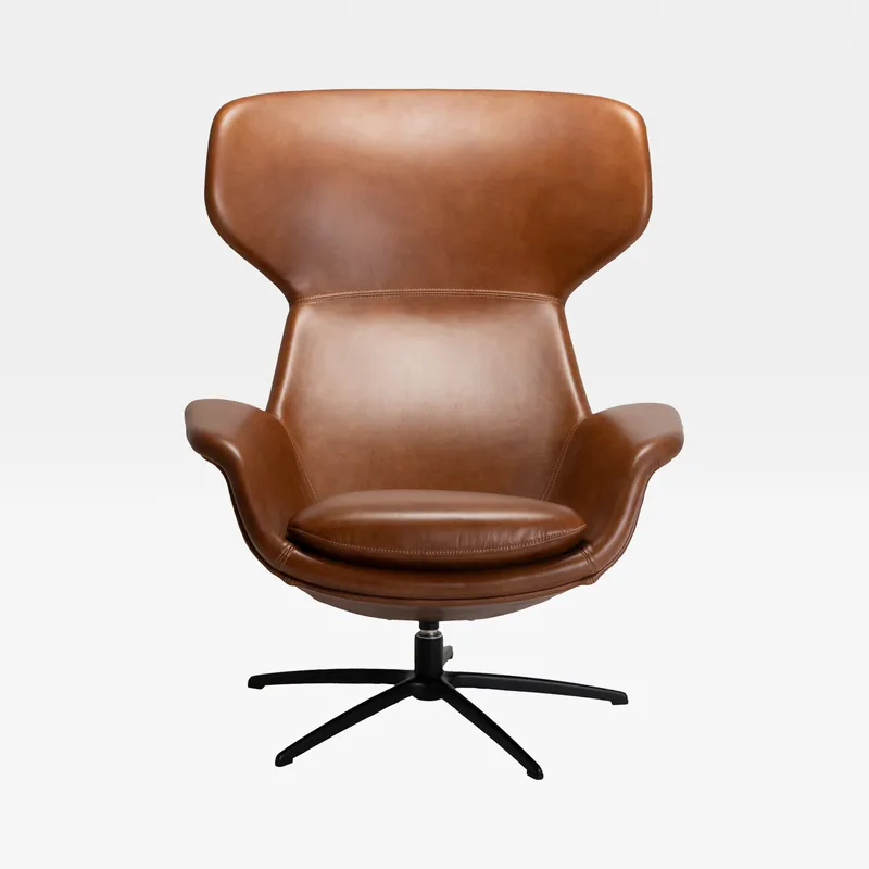 MATTEO swivel armchair leather brown