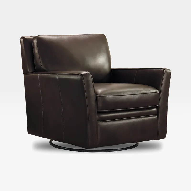 TODD swivel armchair leather brown