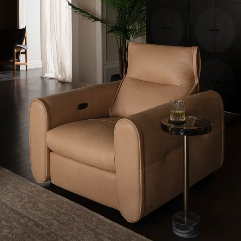 CLINT recliner chair leather beige