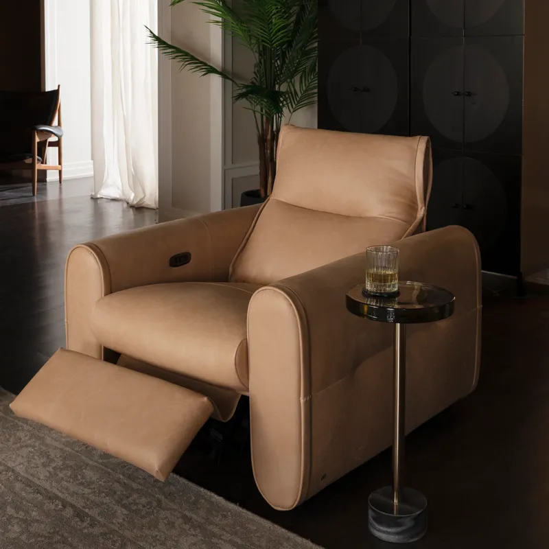 CLINT recliner chair leather beige