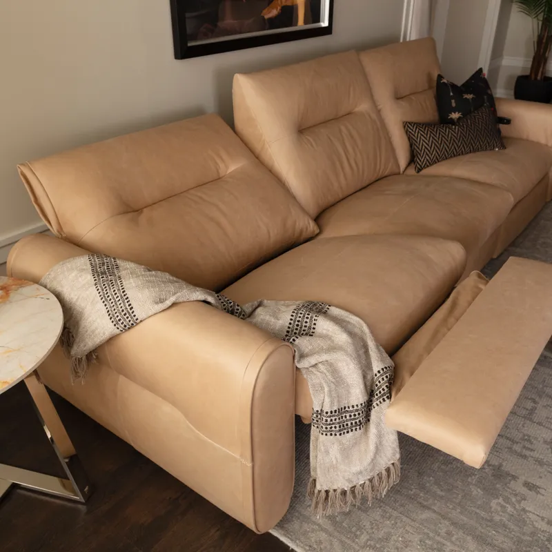 CLINT left arm modular recliner chair lthr beige