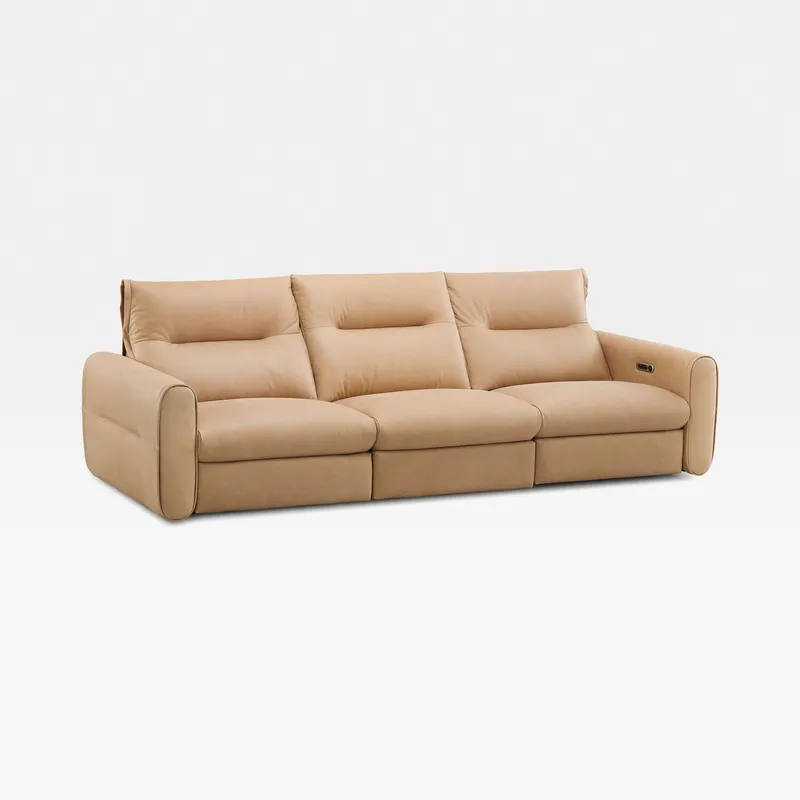 CLINT left arm modular recliner chair lthr beige