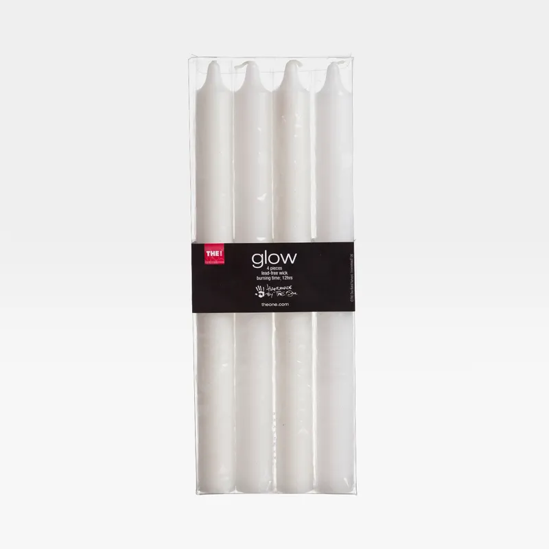 GLOW taper candle white set of 4