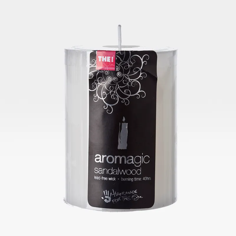 AROMAGIC sandalwood candle white - 8x10cm