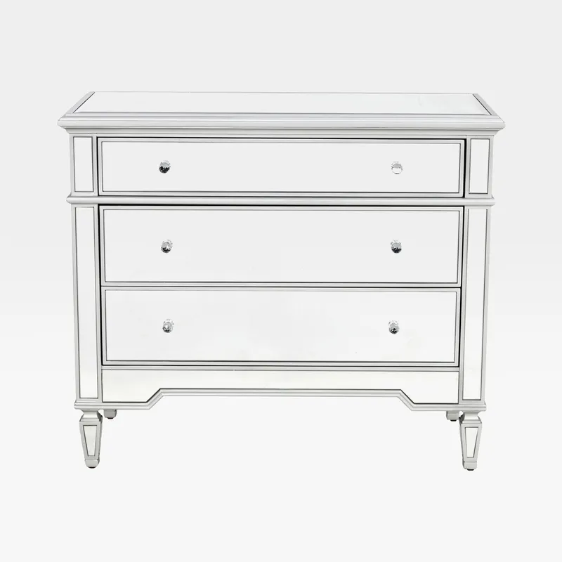 VANE chest of 3 drawers clear/silver