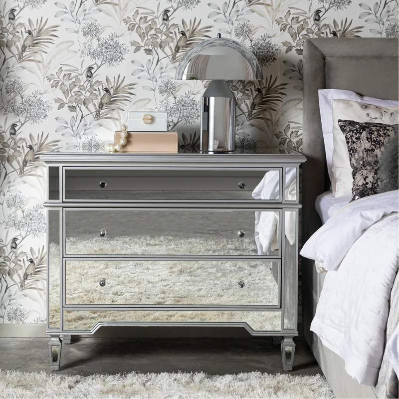 VANE chest of 3 drawers clear/silver