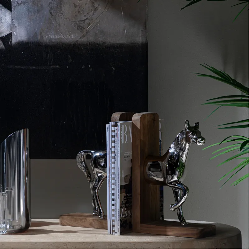 POLO bookends natural/nickel set of 2 - H31cm